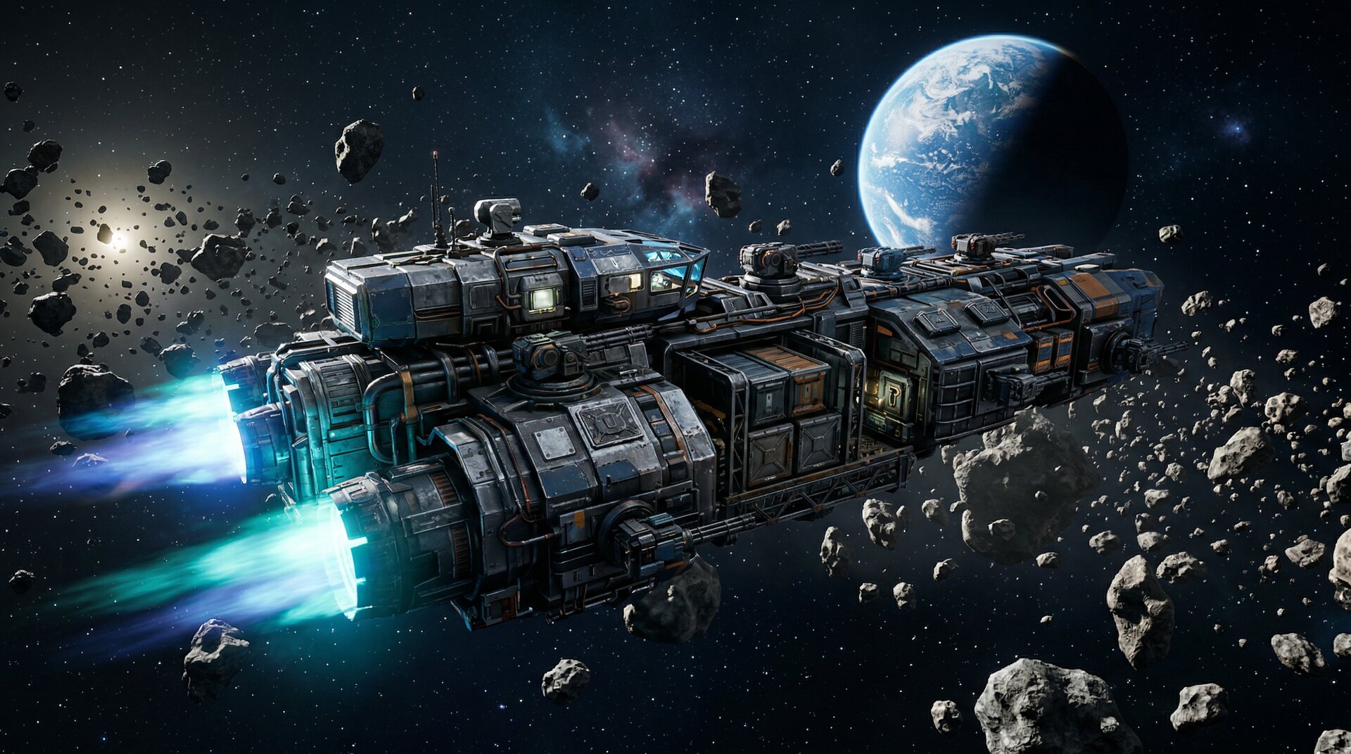 Raumschiffbau — Ein Raumschiff wird Block für Block gebaut