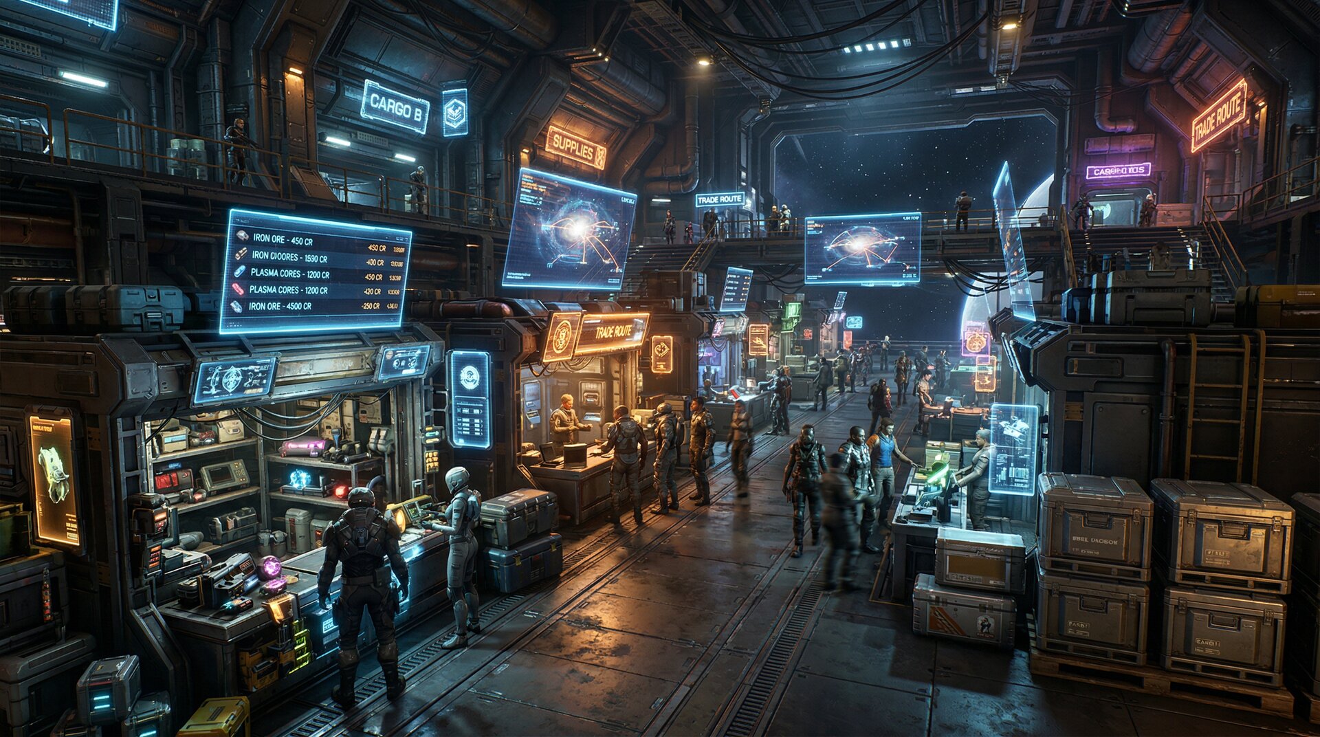 Handelsstation — Spieler tauschen Ressourcen und Bauteile